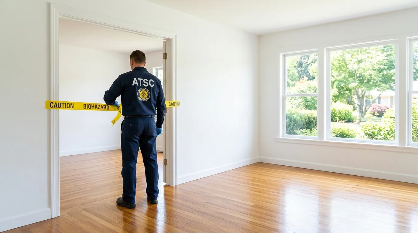 Certified biohazard cleanup crew performing Trauma Scene Cleanup in Baldwin